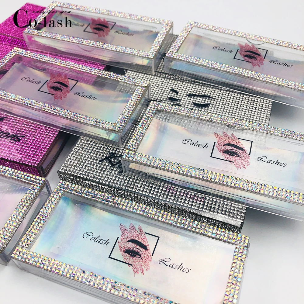 Colash wholesale diamond eyelash packaging box fake 3d mink eyelashes boxes diamond case lashes empty