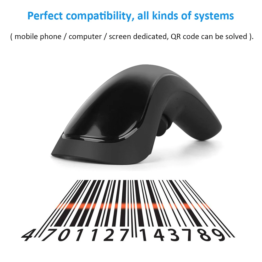 Беспроводной сканер штрих кода RF1000G ручной Wechat считыватель для мобильного