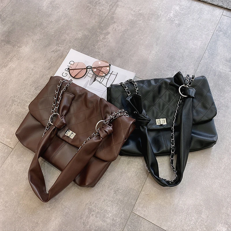 

Chain Tote Bag Leather Quilt Handbag For Women 2020 Bolsa Feminina Sac De Luxe Femme Bolso Acolchado Black Shopper