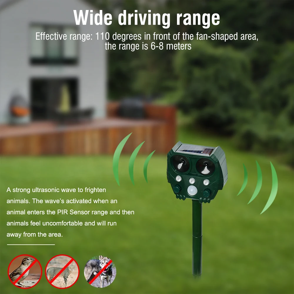 Репеллент для животных на солнечной батарее средство отпугивания кошек и собак