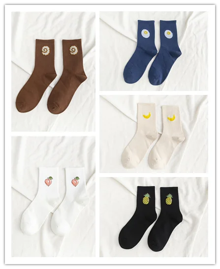 5 pairs 5 пар/упак. унисекс забавные фруктовые мужские носки Harajuku красочные средние Носки мужские 100 Хлопок Kawaii Размер 35-42 - Цвет: 5 pairs