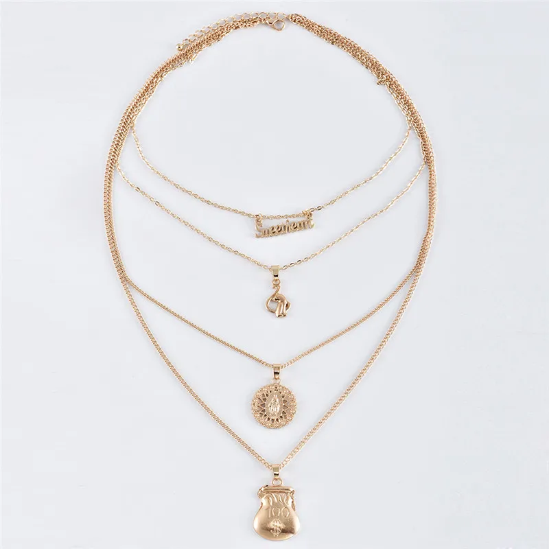 Цепочка с подвеской в богемном стиле изображением девы Марии и лисы | Украшения