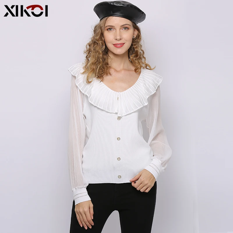 

XIKOI Blouses Women 2021 Fashion Long Sleeves V-neck Black Shirt Leisure Blouse Shirt Casual Tops Plus Size Blusas Femininas New