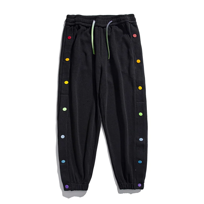 

GlacialWhale Mens Buttons Sweatpants Men 2021 Solid Loose Joggers Running SportsPants Trousers Casual Black Jogging Pants Men