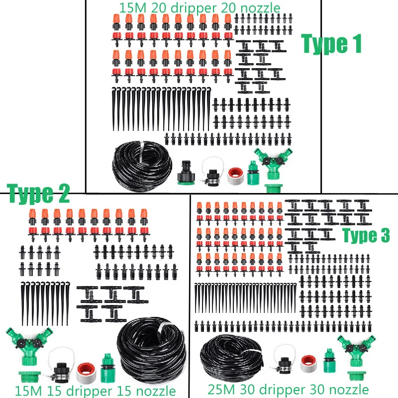 

10/15/25M DIY Micro Drip Irrigation System Automatic Watering Garden Plant Self Watering Kits with Adjustable Drippers