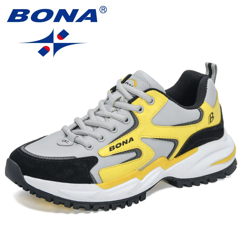 BONA 2021 New Designers Popular Sneakers Men Casual Shoes Light Classic Action Leather Running Shoes Man Athletic Footwear Male