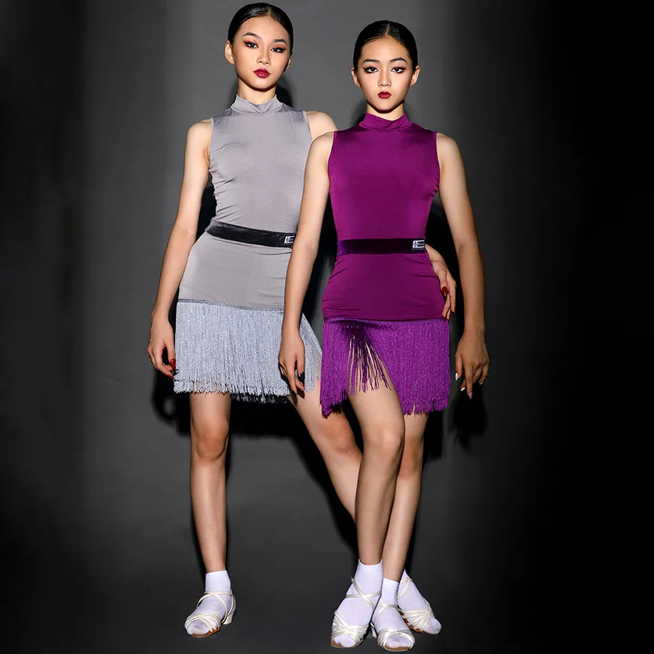 Платье для латиноамериканских танцев без рукавов с бахромой и кисточками H9290 -