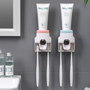 Toothpaste Dispenser Creative Wall Mount Automatic Bathroom Accessories Waterproof Lazy Toothpaste Squeezer Toothbrush Holder
