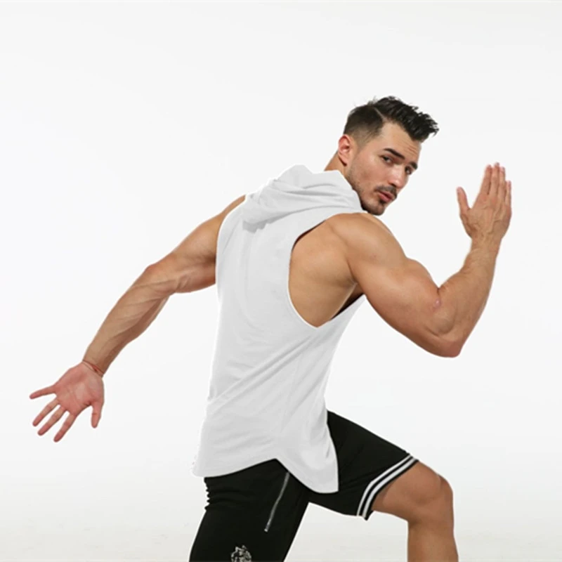 

New men's fitness vest without sleeve cap loose casual sports sweat vest