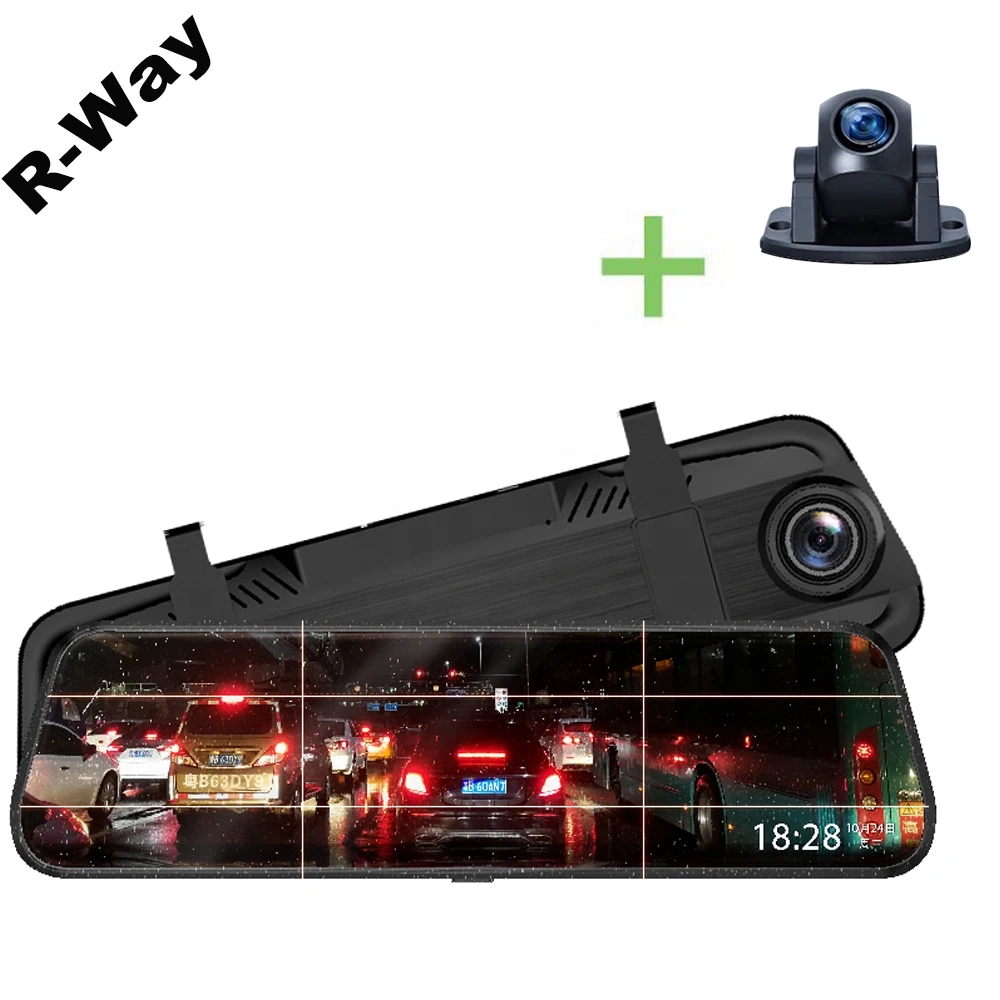 R-Way 10 Inch Touch Screen 2.5D IPS Curved High Resolution Dash Cam 1296P Night Vision Mirror | Автомобили и мотоциклы