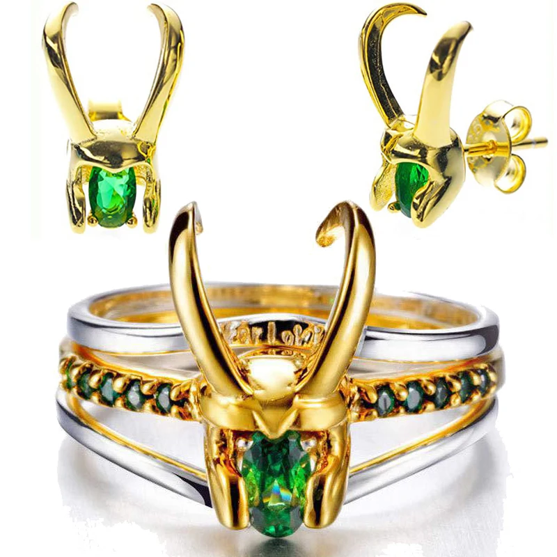 

Thor Loki Helmet Ring 925 Gold Plated High Polish Ring Men Women Jewelry Gifts 3-in-1 Loki Helmet Ring Movie Thor Ragnarok Ring