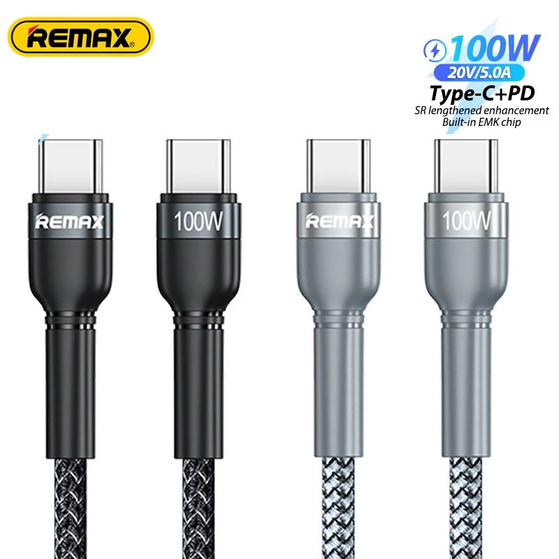 

REMAX RC-172 100w PD Fast Charging Data Phone Charger Accesories For huawei xiaomi ipad USB C Type C Cable Braided Fishnet Wire