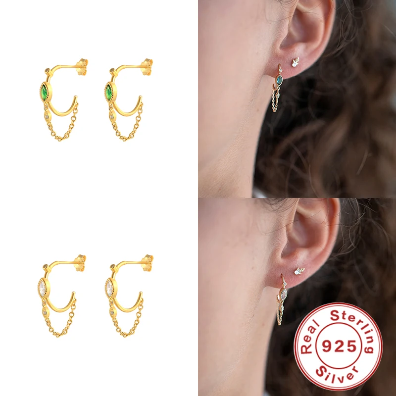 

Aide капли воды циркон Одноглазый серьги-гвоздики для женщин, ювелирное изделие, цепочка, ожерелье, цепочки, серьги пирсинг 100% 925 стерлинговог...