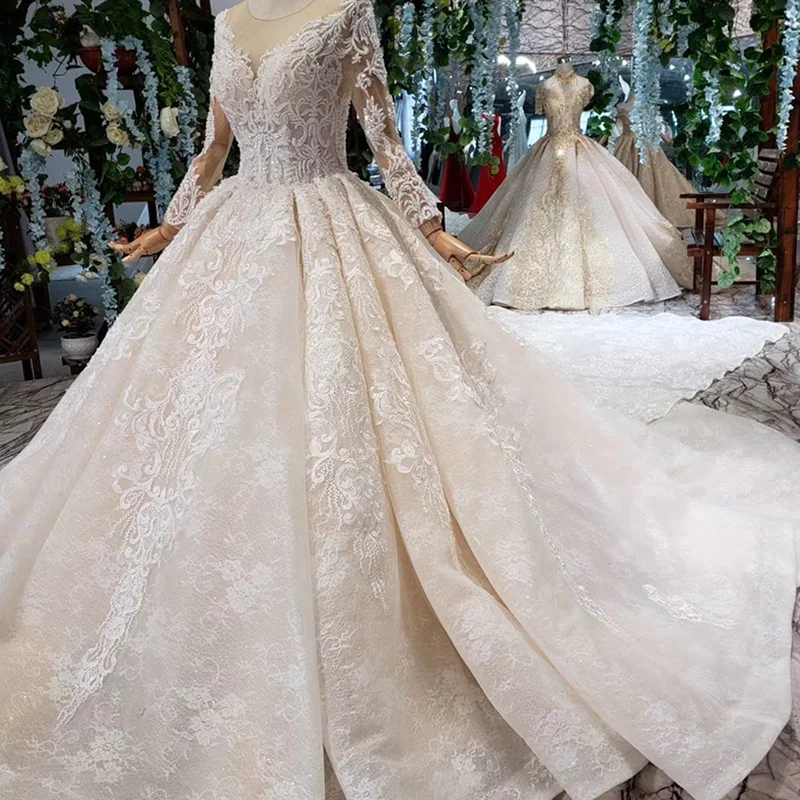 HTL372 роскошное популярное свадебное платье со съемным шлейфом и круглым вырезом