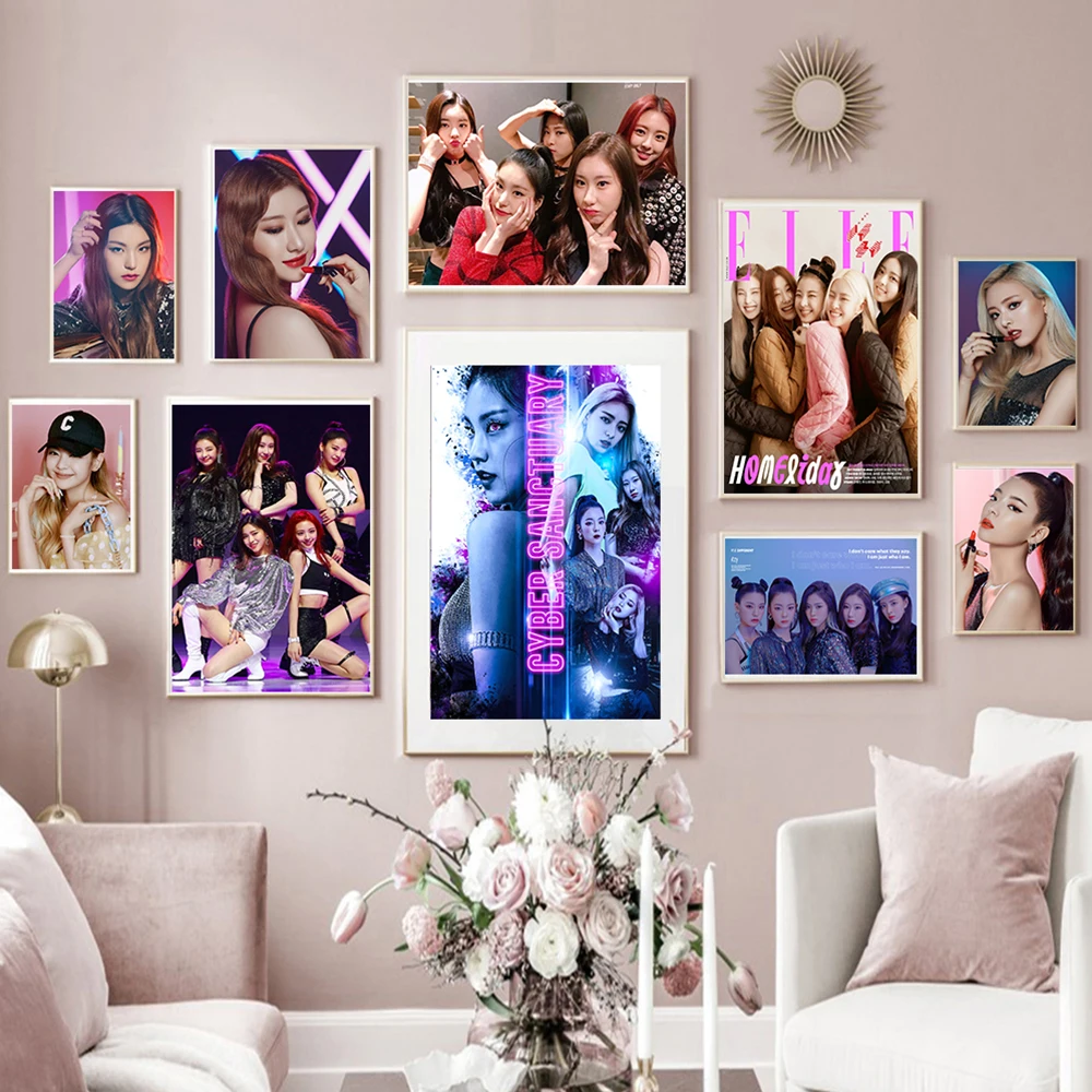 

ITZY Kpop Poster and Prints Korean Singer Team ITZY Album Canvas Painting Wall Art Pictures For Living Room Bedroom Home Decor