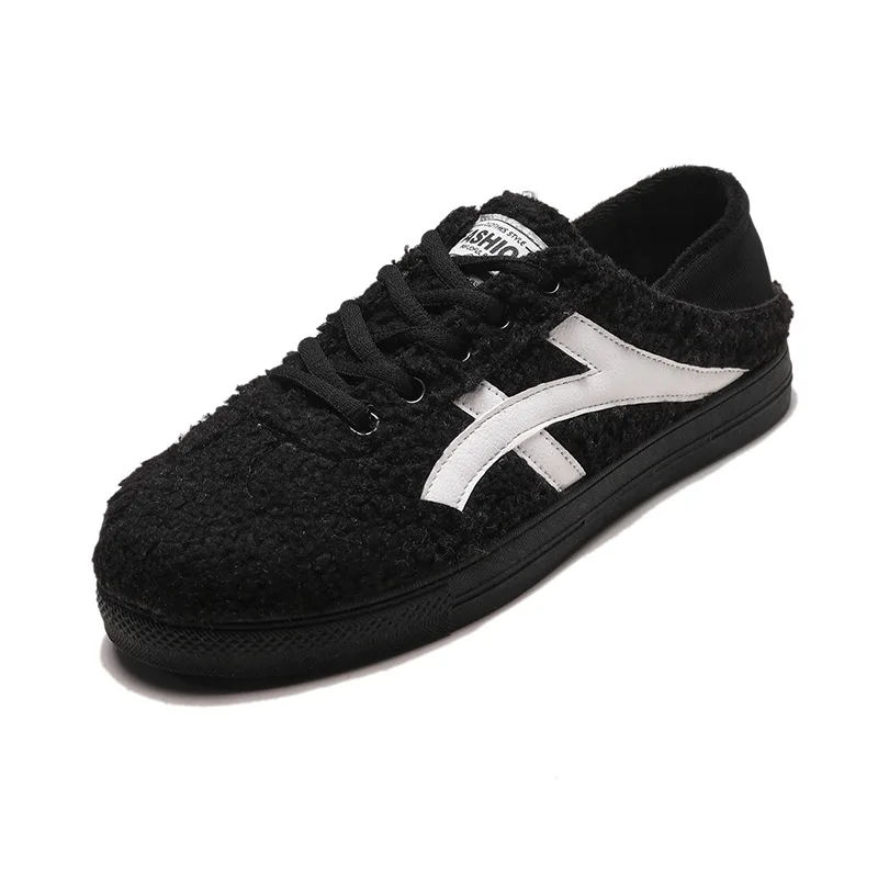 

2021 Spring New Plush Women's Singles Shoes Korean Fashion Spell Color Cross Straps Outer Wear Shoes Two Wear A Shoes