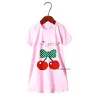 Розовая вишневая ночная рубашка для девочек, модель 2021 года, Весенняя модель, хлопковая Детская домашняя одежда, ночная рубашка, детская пижама с принтом, ночная рубашка