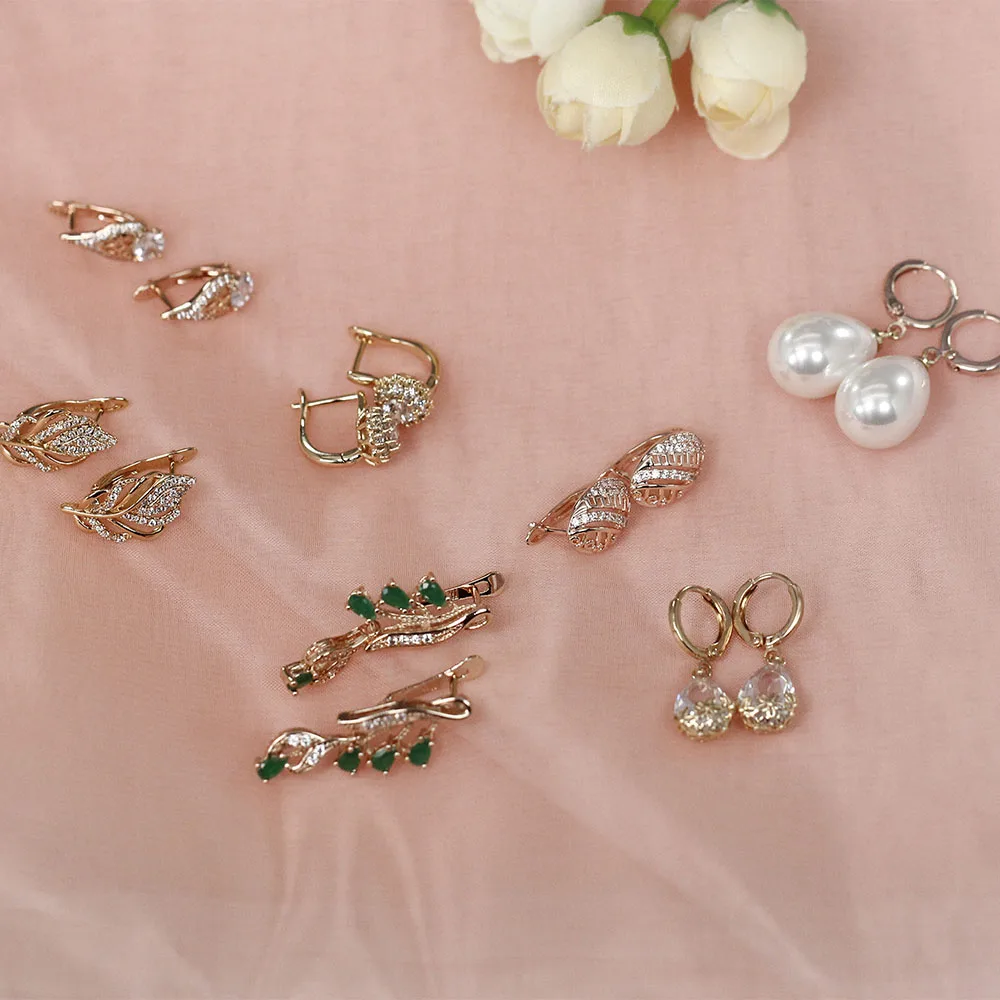 Женские серьги-подвески из розового золота с натуральным Цирконом | Украшения и