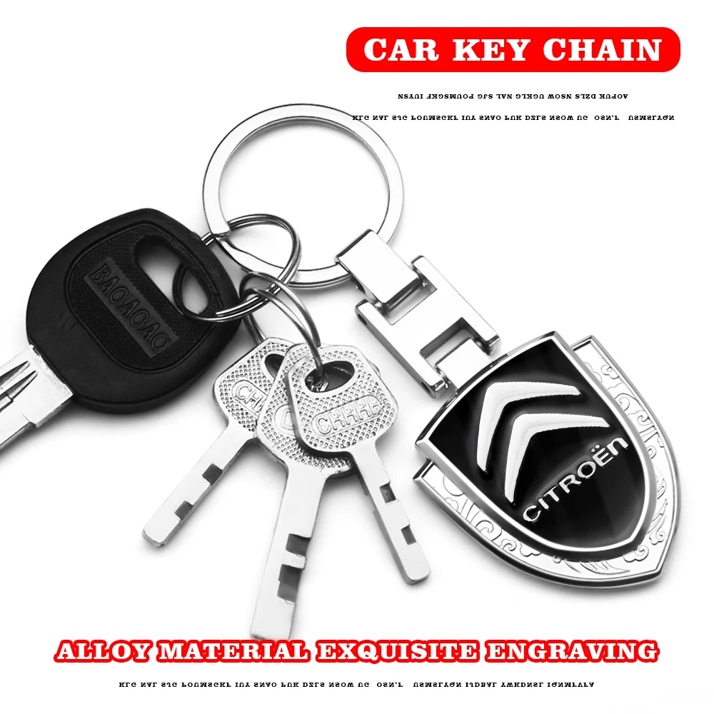 

Car Metal Keychain Leather Key Ring 3D Logo Key Case Car Styling For BMW E46 Citroen C4 C3 C5 Berlingo Accessories Auto Stickers