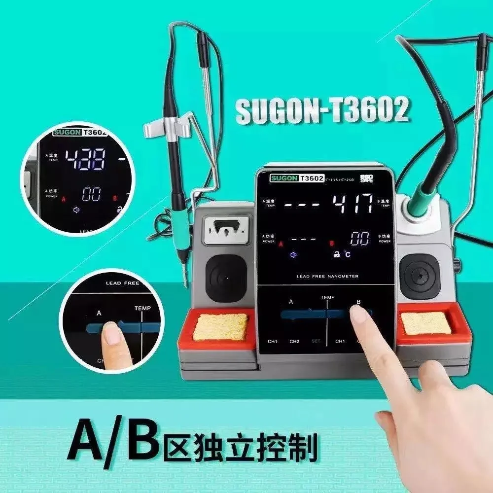 sugon t3602 2 in 1 soldering station with 2 soldering tips for mobile phone repair coming soon welding machine free global shipping