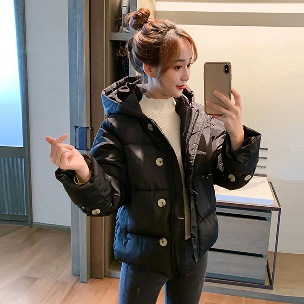 CHAMSGEND короткое пальто с капюшоном для женщин пекарские большие зимние Тяжелая