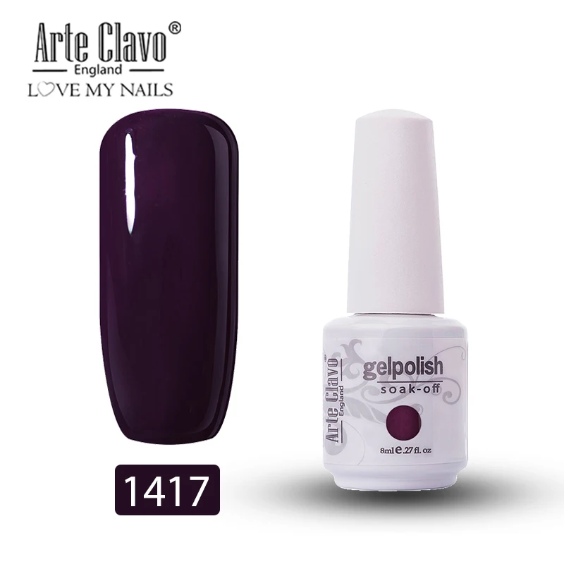 1417 Arte Clavo, 8 мл, зеленый цвет, Гель-лак для ногтей, лак для ногтей, блестящий гель, лак для ногтей, полуперманентный, УФ-Гель-лак, впитывающий - Цвет: 1417