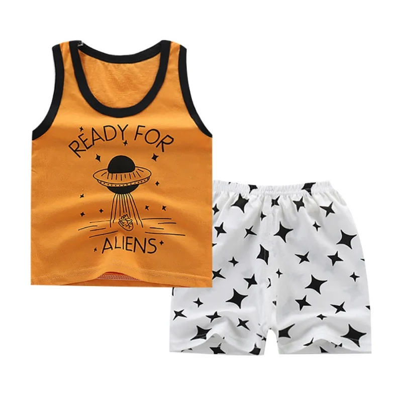 Летний комплект одежды для маленьких мальчиков и девочек летняя хлопковая