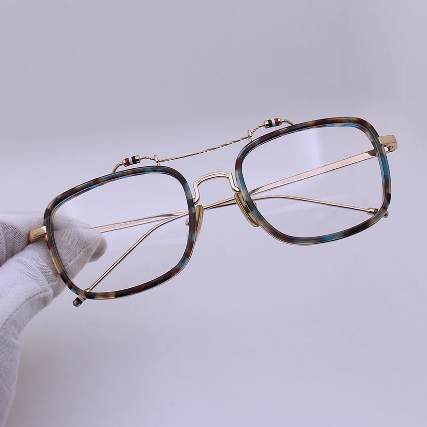 

Brand Square Acetate Alloy Prescription Reading Glasses Frame For Men Women Optical Eyeglass Frames Double Beam Myopia Eyewear