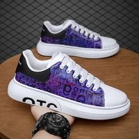 new trend youth fashion men shoes purple male pu leather shoes brand designer walking men footwear low top mens casual sneakers