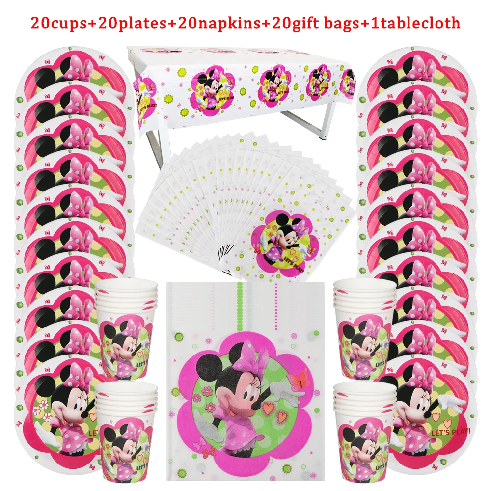 

81Pcs Disney Minnie Mouse Party Supplies Paper Cup Plate Napkins Baby Shower Girls Birthday Party Decorations Child's Favorite