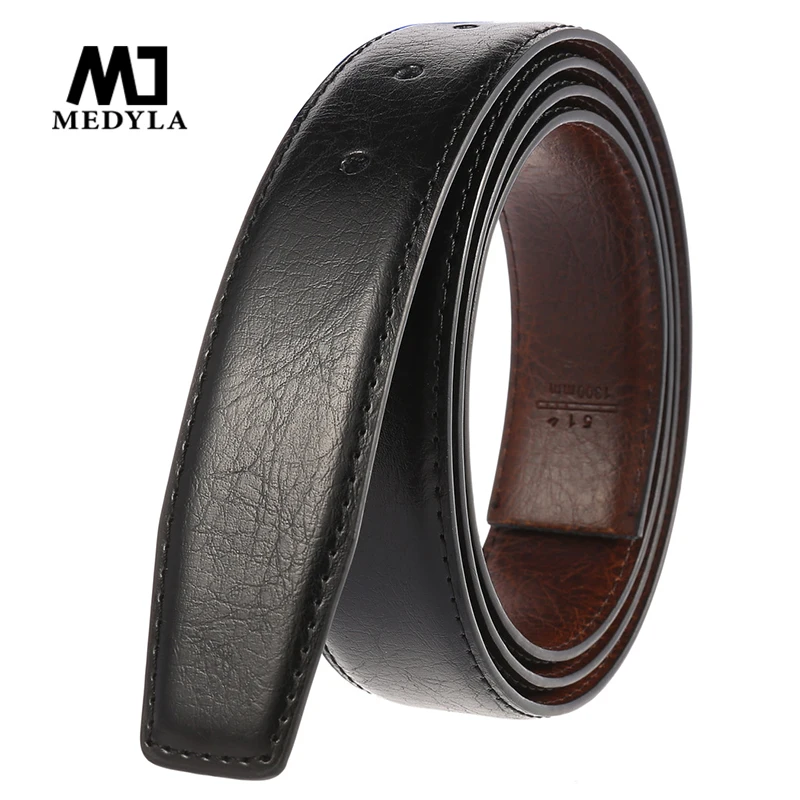 MEDYLA Men's Business Belt Without Buckle Natural Leather Unique Texture Can Be Used On Both Sides Belt Men Accessories LY3386