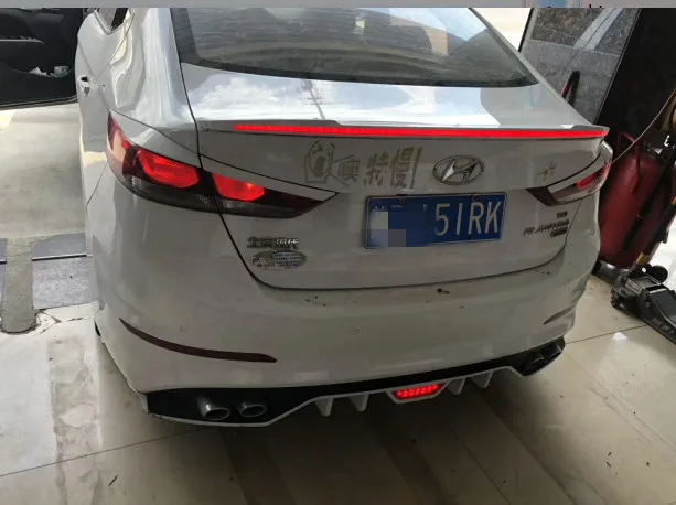 Для hyundai Elantra спойлер светодиодный светильник стример ABS Материал задний Багажник крыло праймер цвет задний спойлер