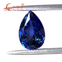 dark blue color pear shape natural cut artifical sapphire including minor cracks and inclusions corundum loose gem stone