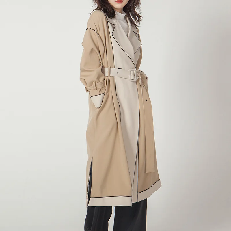 Подиумный дизайн модный женский длинный Тренч пальто с цельным однобортным
