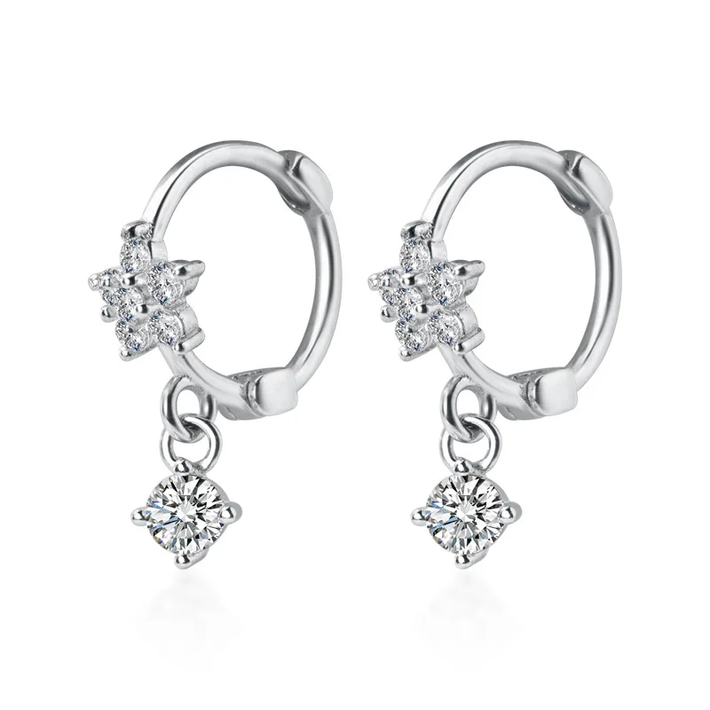 Trusta 925 Solid Sterling Silver Earrings Women Fashion Heart/Star Small Love Stud Ear Clip Jewelry Gift for Teen Girls DS904 - Окраска металла: DS01 B Silver