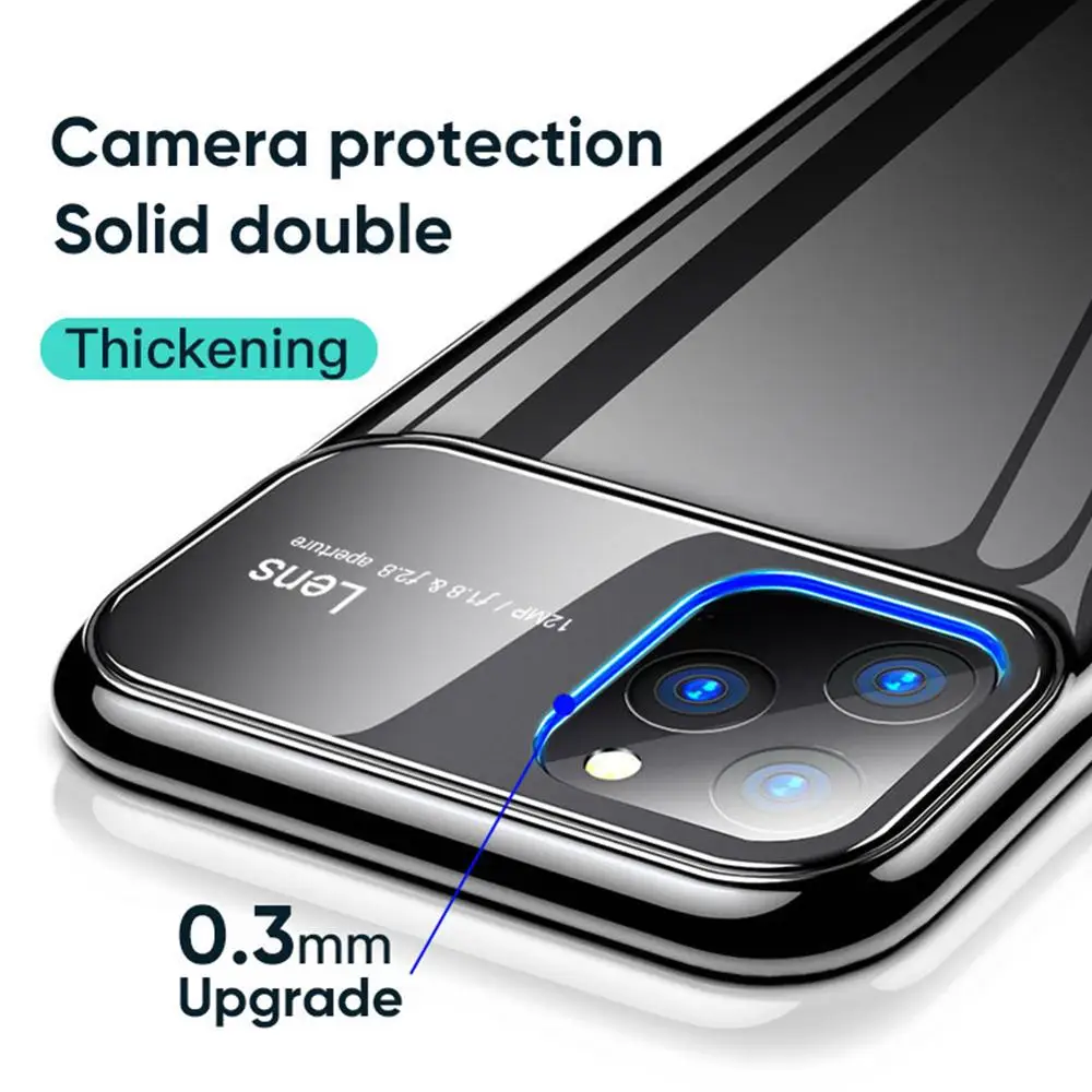Phone Case In Fitted For 11 Pro Max Protective Solid PC Tempered Glass Back Cover Fashion |