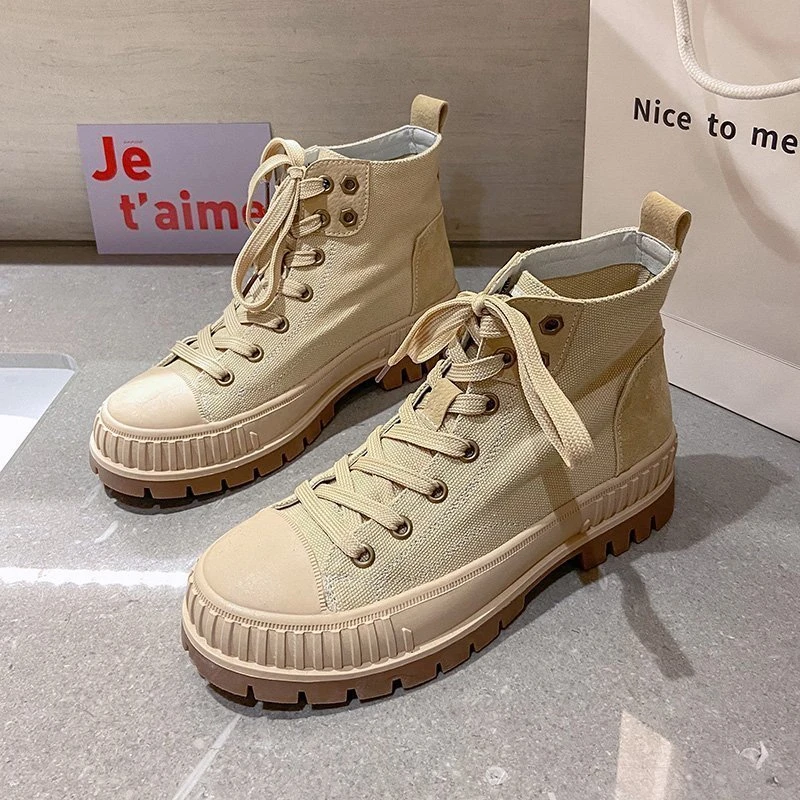 Модная высокая парусиновая обувь Кроссовки на массивной платформе Дизайнерская
