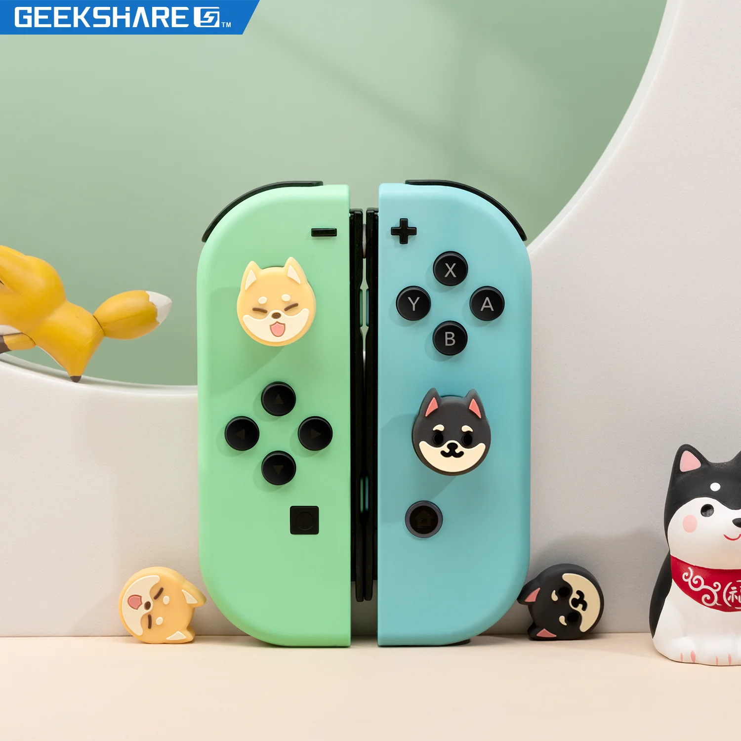 GeekShare Nintendo Switch Thumb Grips Caps Shiba Inu Silicone NS OLED Handle Rocker Protective Cover Switch Lite Joystick Caps
