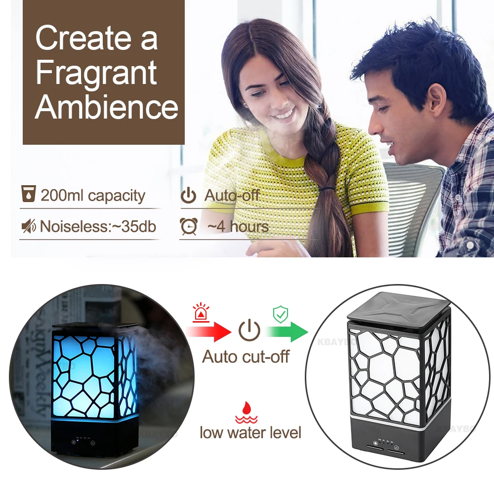 Ультразвуковой диффузор эфирных масел 200 мл увлажнитель воздуха ароматерапия