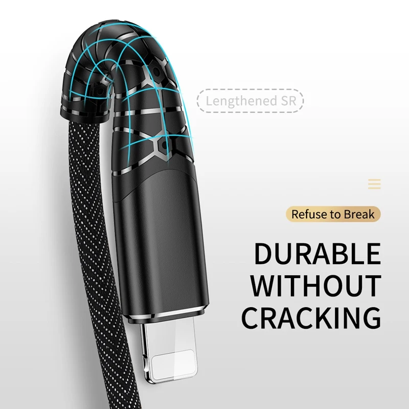 USB-кабель ROCK для телефона iPhone X 8 7 кабель быстрой зарядки ковбойский и передачи