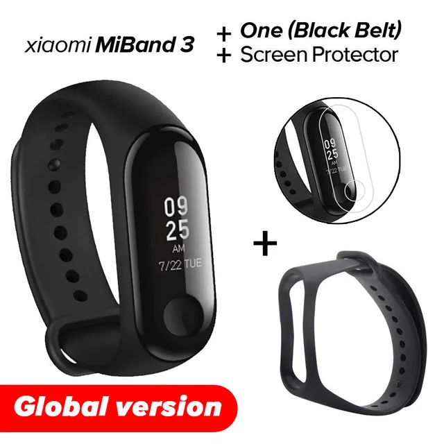 Global Black N Film Xiao mi Band 3 mi band 3 фитнес-трекер пульсометр 0,78 ''OLED дисплей Bluetooth 4,2 для Android IOS - Цвет: Global Black N Film