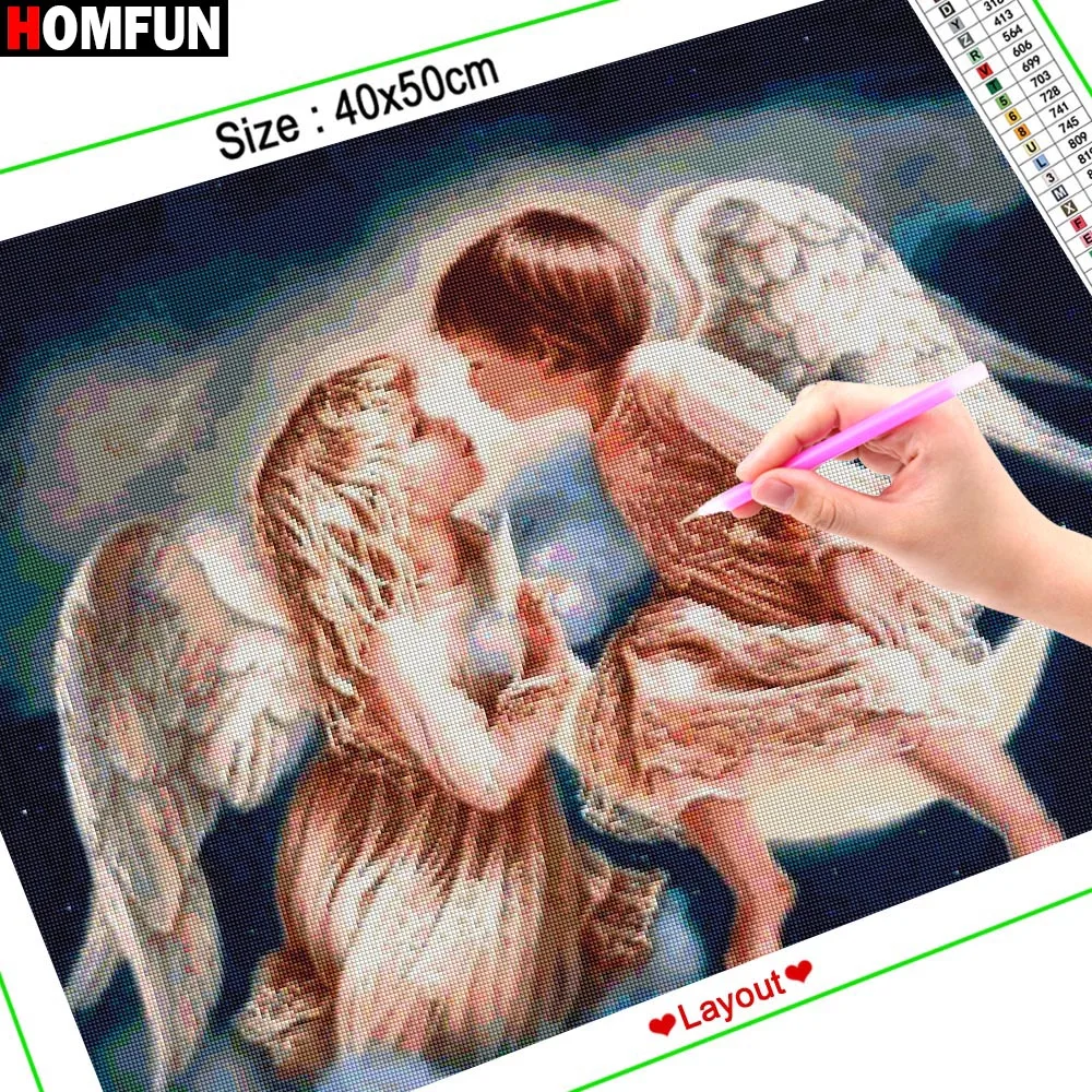 Алмазная 5D картина HOMFUN Ангел детский пейзаж полноразмерная/круглая Вышивка