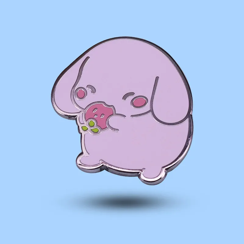 

Pink Pig Rabbit Bunny Eating Strawberry Enamel Brooch Pins Badge Lapel Pin Brooches Alloy Metal Fashion Jewelry Accessories