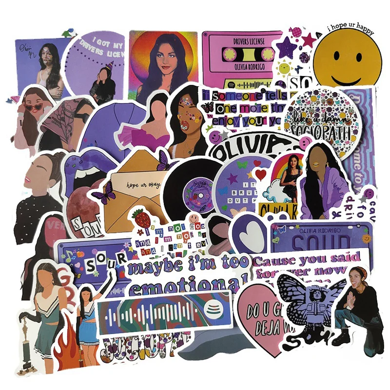 103050pcs hot singer olivia rodrigo sour stickers aesthetic laptop car guitar graffiti cool waterproof sticker for kids toy free global shipping