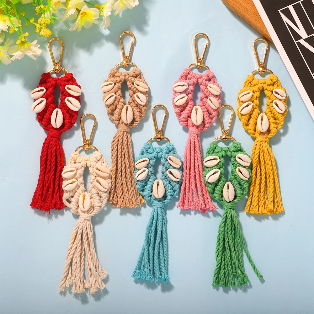 Miwens бусины глаз кисточкой брелок макраме цепочка для ключей брелок-ракушка Fo Для
