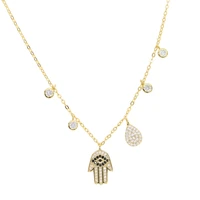 new 925 sterling silver hamsa hand necklace tear drop cz fatima hand turkish jewelry necklace collar colar de plata