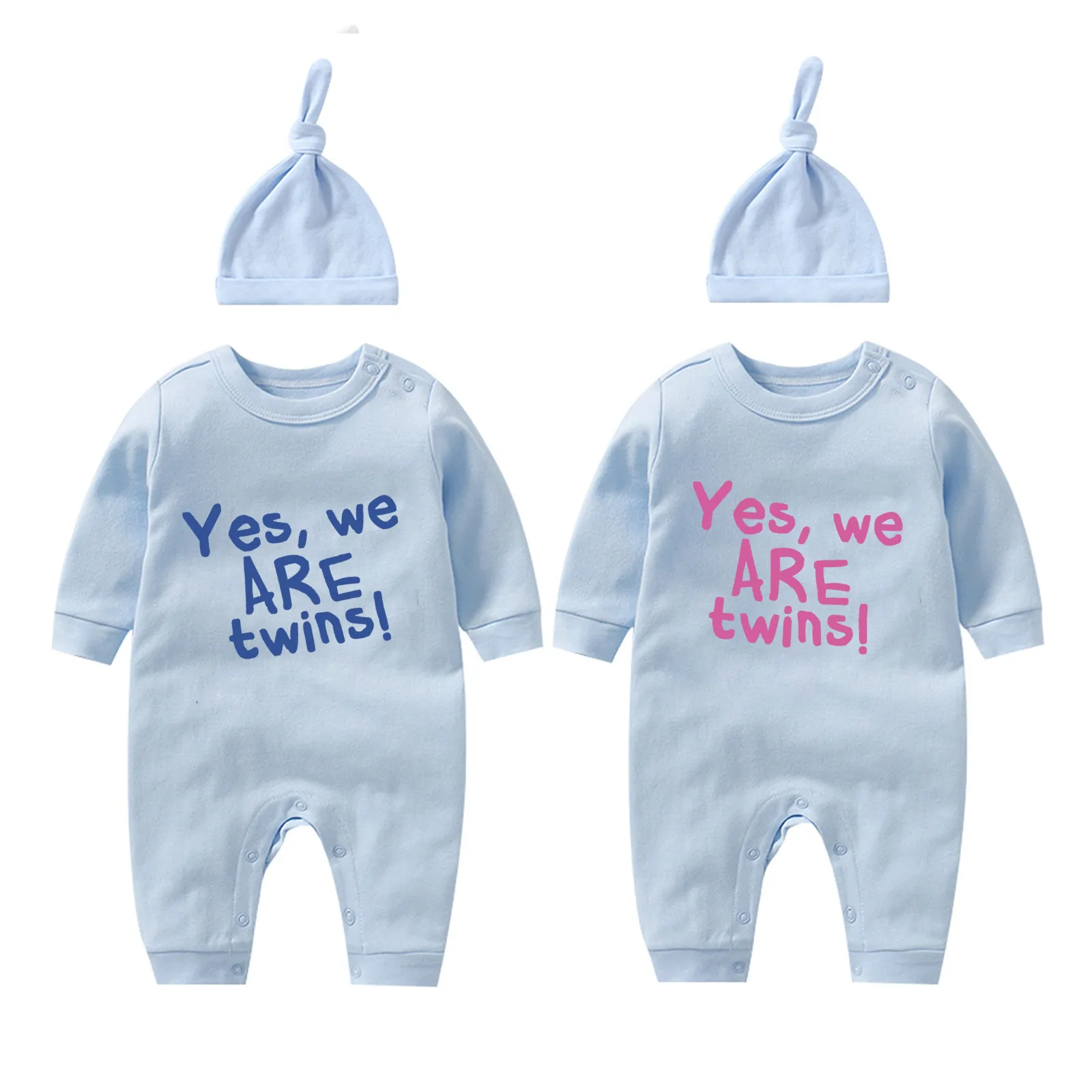 

YSCULBUTOL Baby pure cotton onesies trend letter twins baby clothes with color styles to match baby clothes wholesale