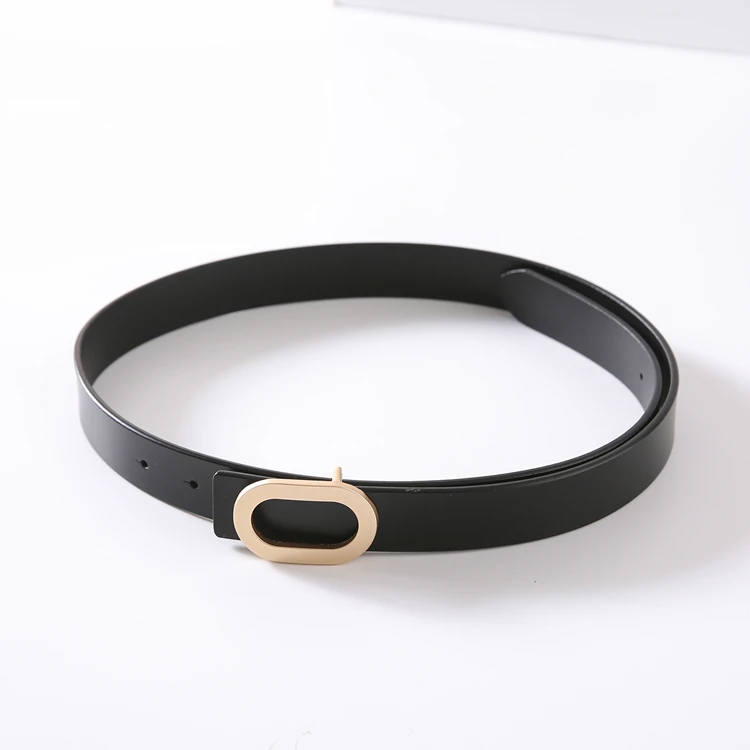 Shuchan Fashion Ins Style Simple Button Cowhide Belt for Women Geometric Adult Metal Belts for Women Designer Belts Moq7zz038