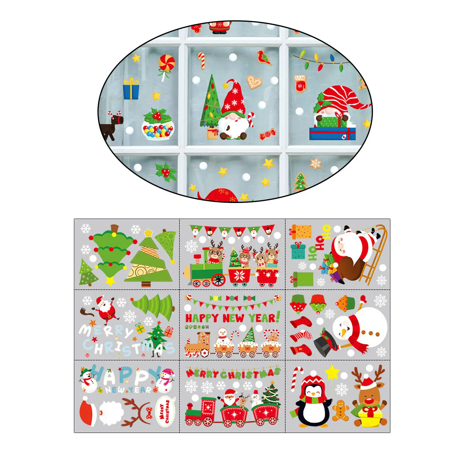 

Christmas Window Stickers Showcase Window Glass Festival Clings Santa Murals New Year Christmas Decorations for Home