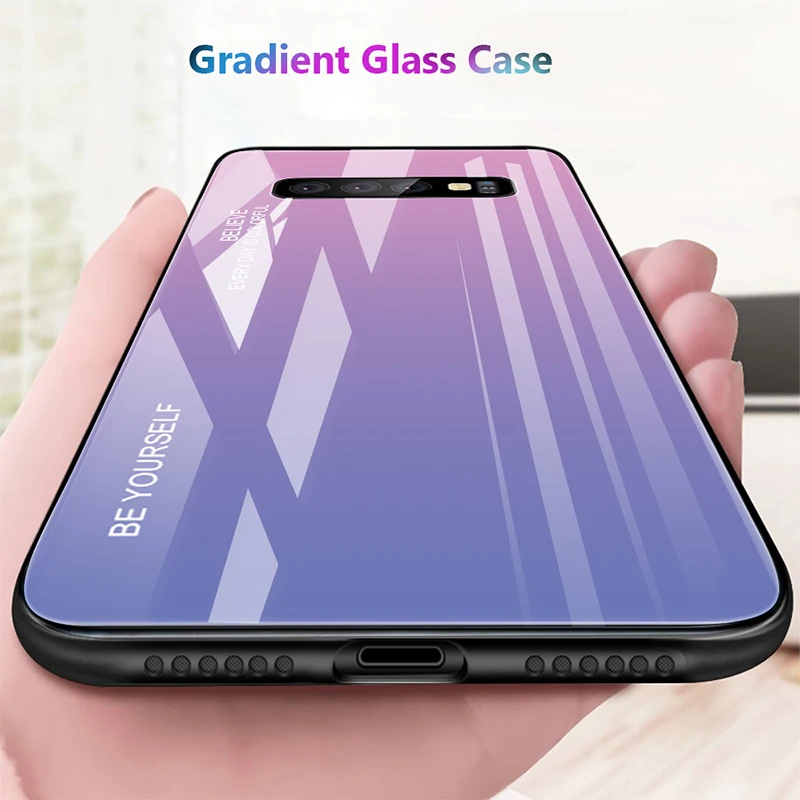 Stained Case for Samsung A50 A60 A70 A40 A30 A20 A10 Gradient Tempered Glass Galaxy A7 2018 J4 J6 Plus A5 2017 A6 A8 J8 |